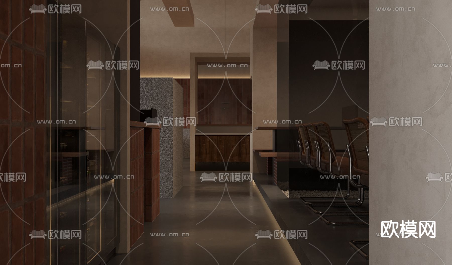 侘寂中餐厅3d模型下载（渲染图5）