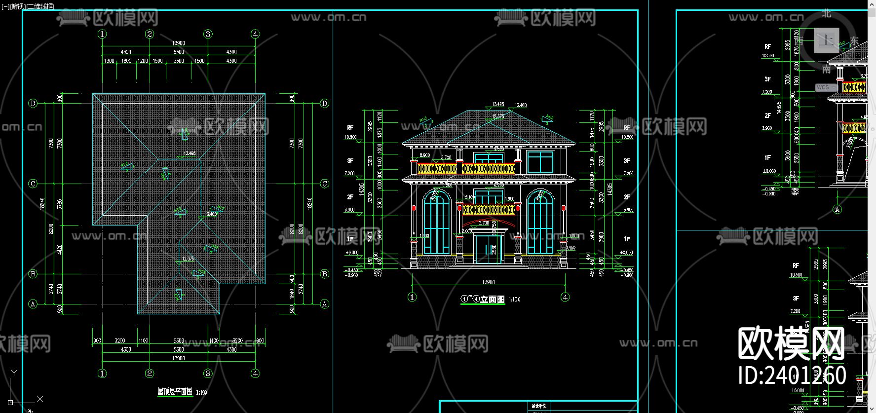 欧式别墅设计cad施工图下载（渲染图5）