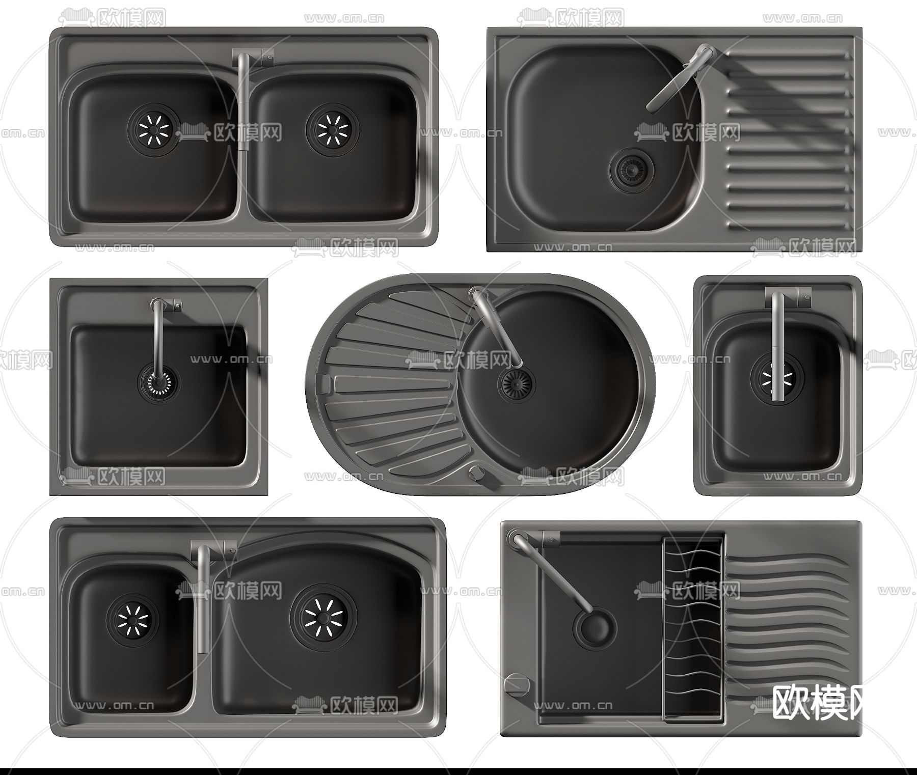 现代洗菜盆 水槽su模型下载（渲染图1）
