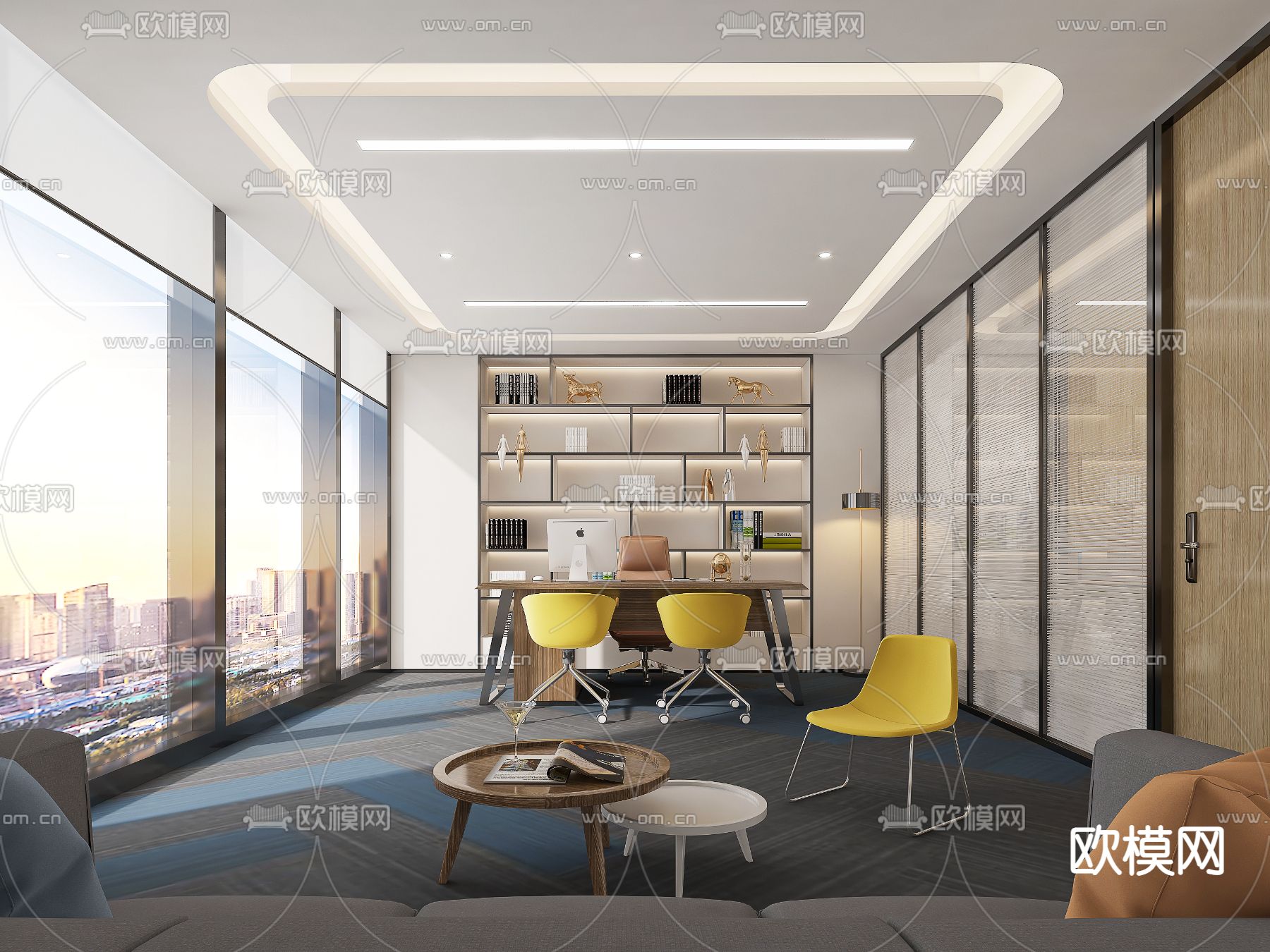 现代总经理办公室su模型下载（渲染图1）