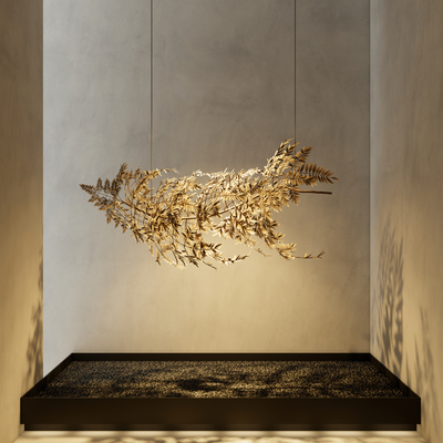  侘寂风枯枝装饰灯su模型 