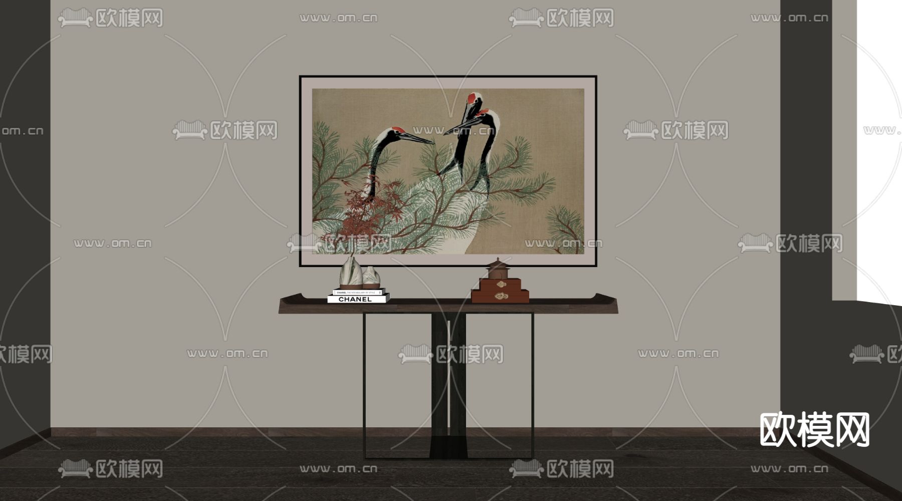 新中式装饰画 挂画su模型