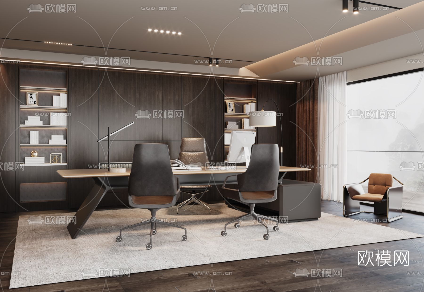 高级灰总经理室 董事长室3d模型下载
