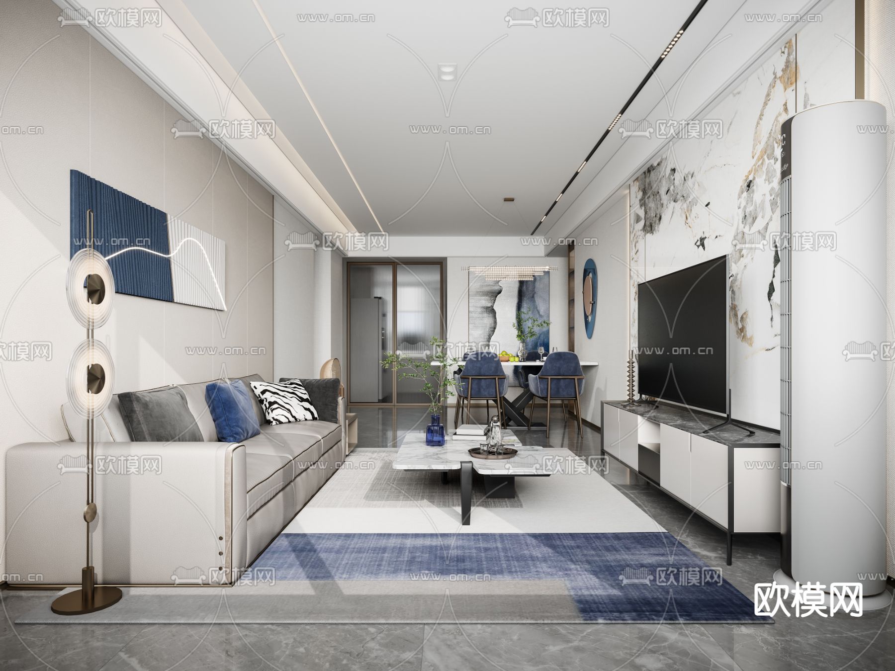 现代客餐厅3d模型下载