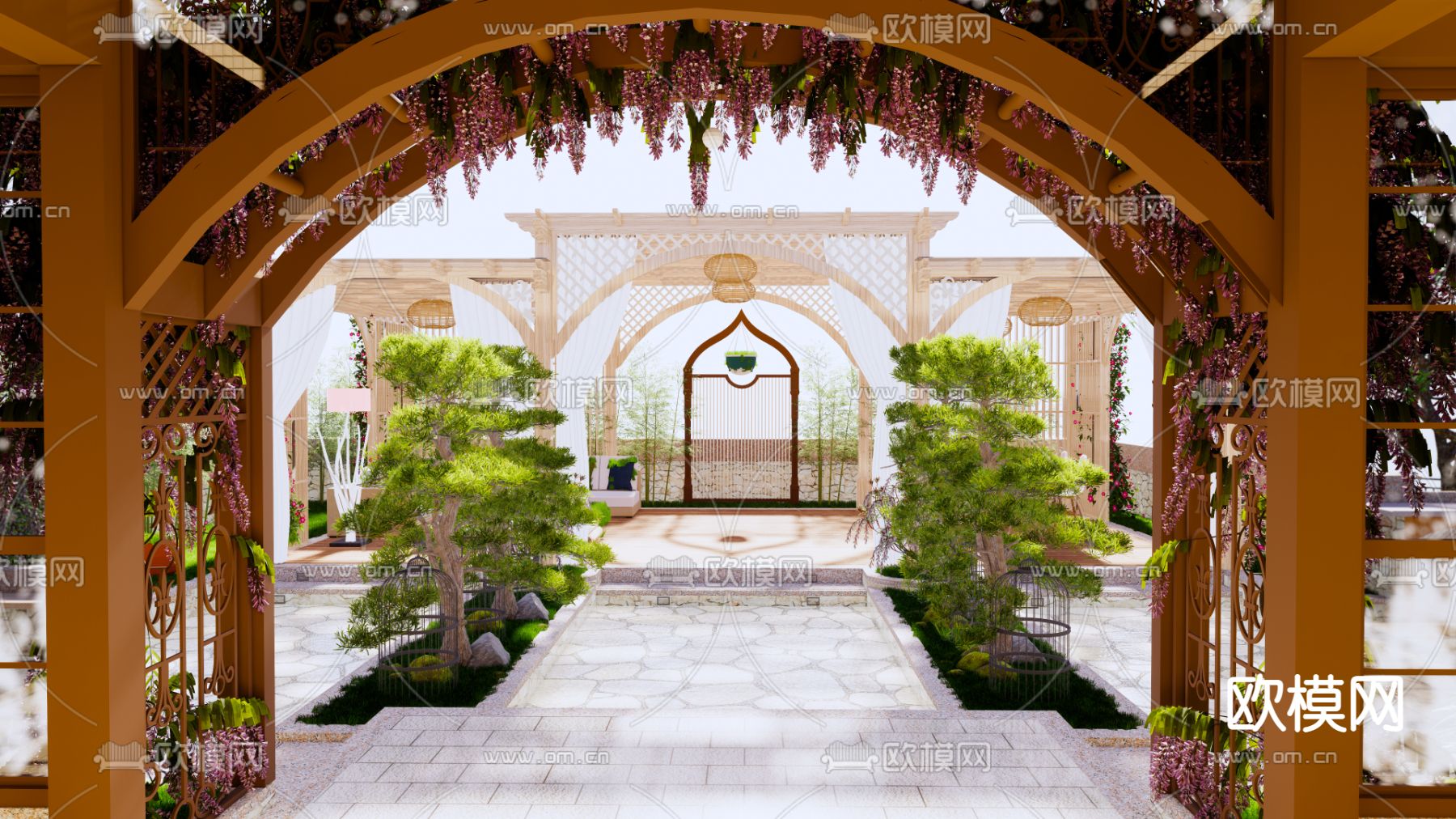 现代楼顶花园su模型