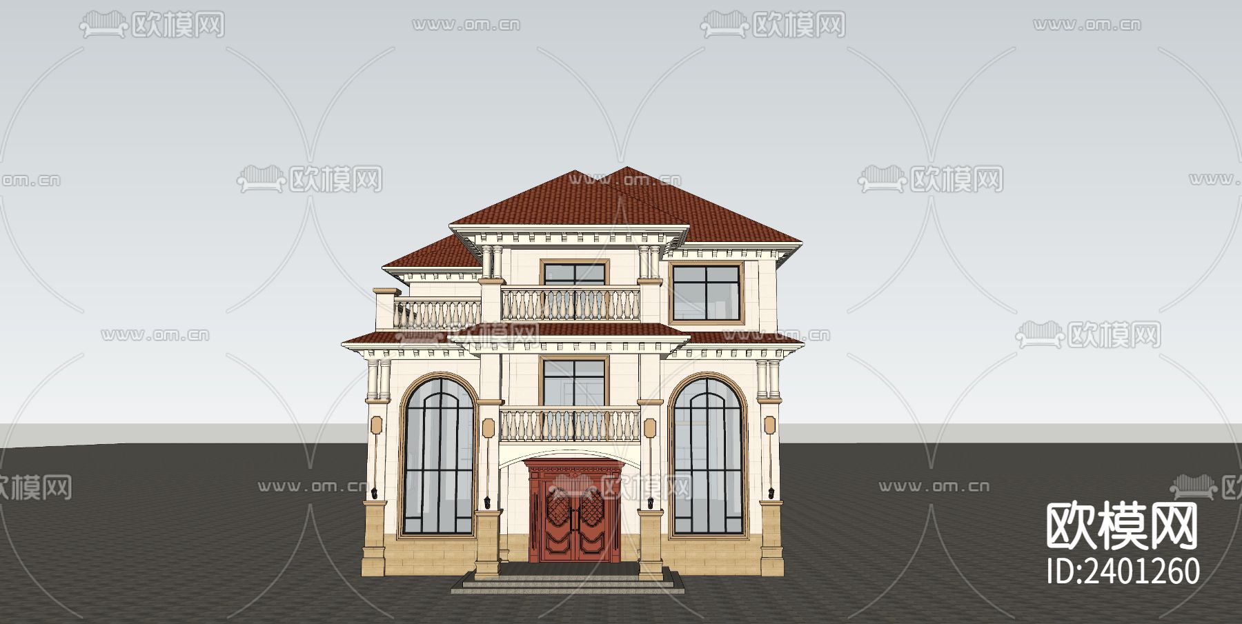 欧式别墅设计cad施工图下载（渲染图8）