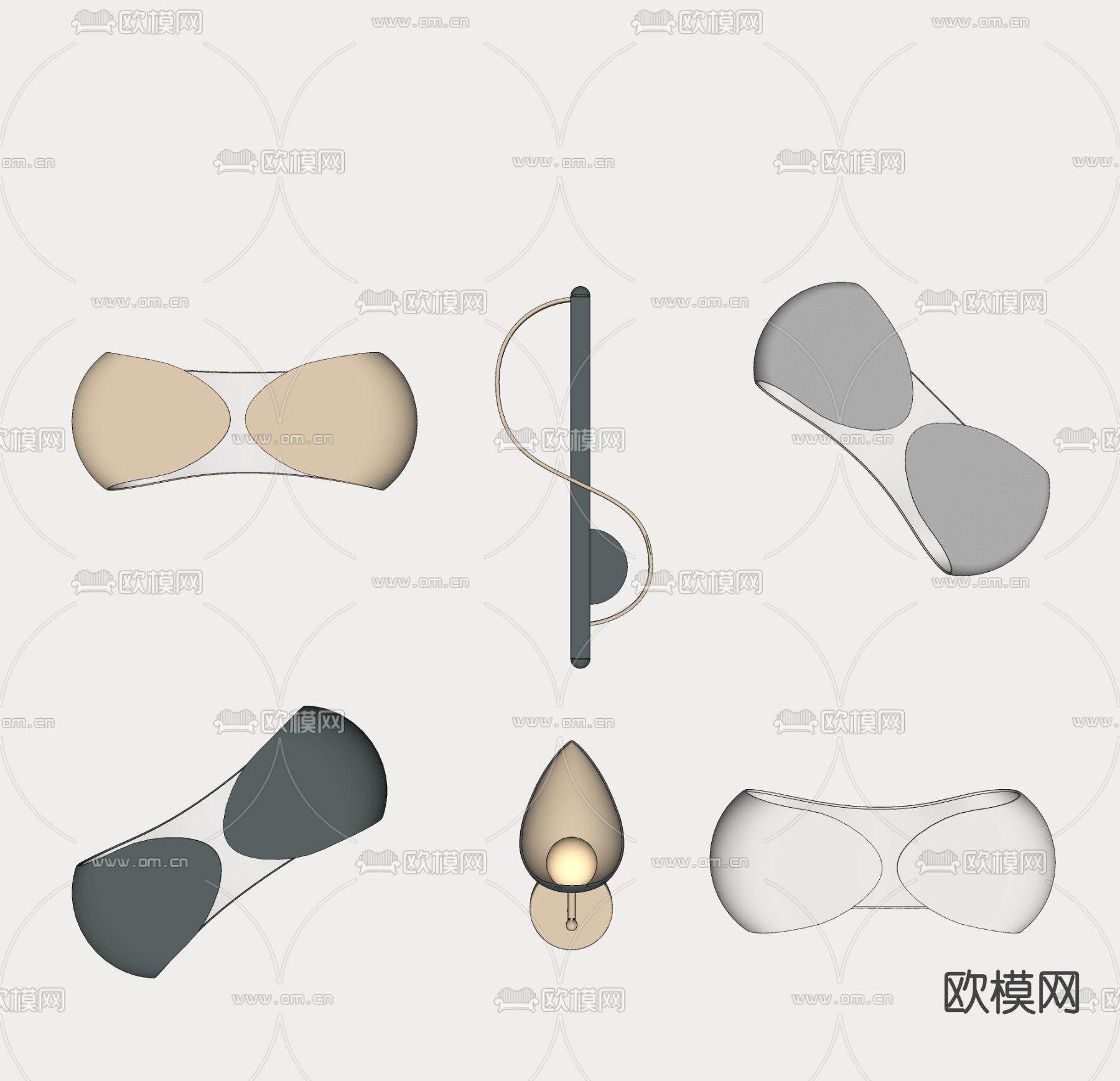 金属壁灯su模型下载（渲染图2）