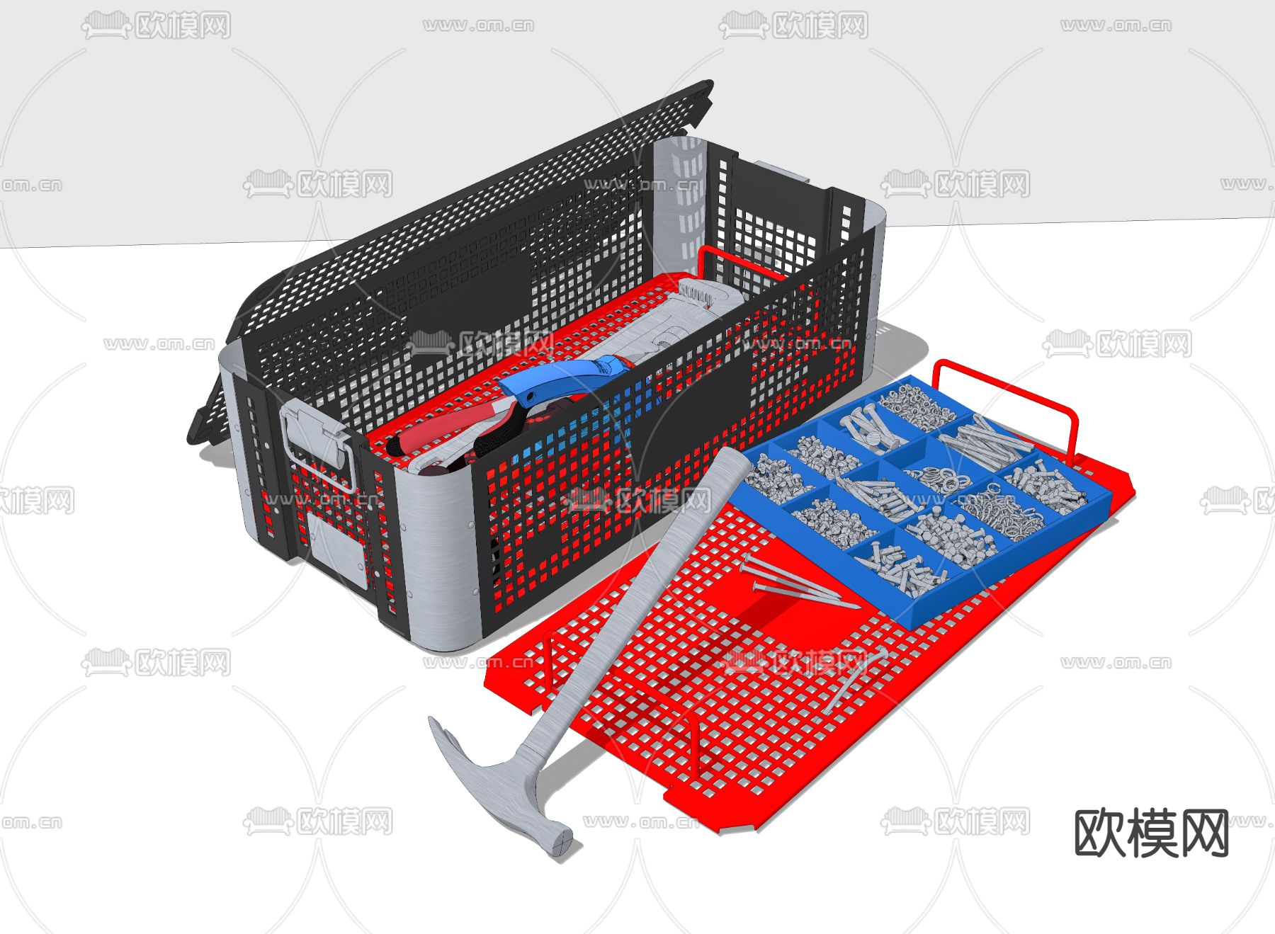 现代维修设备 工具箱su模型下载（渲染图2）