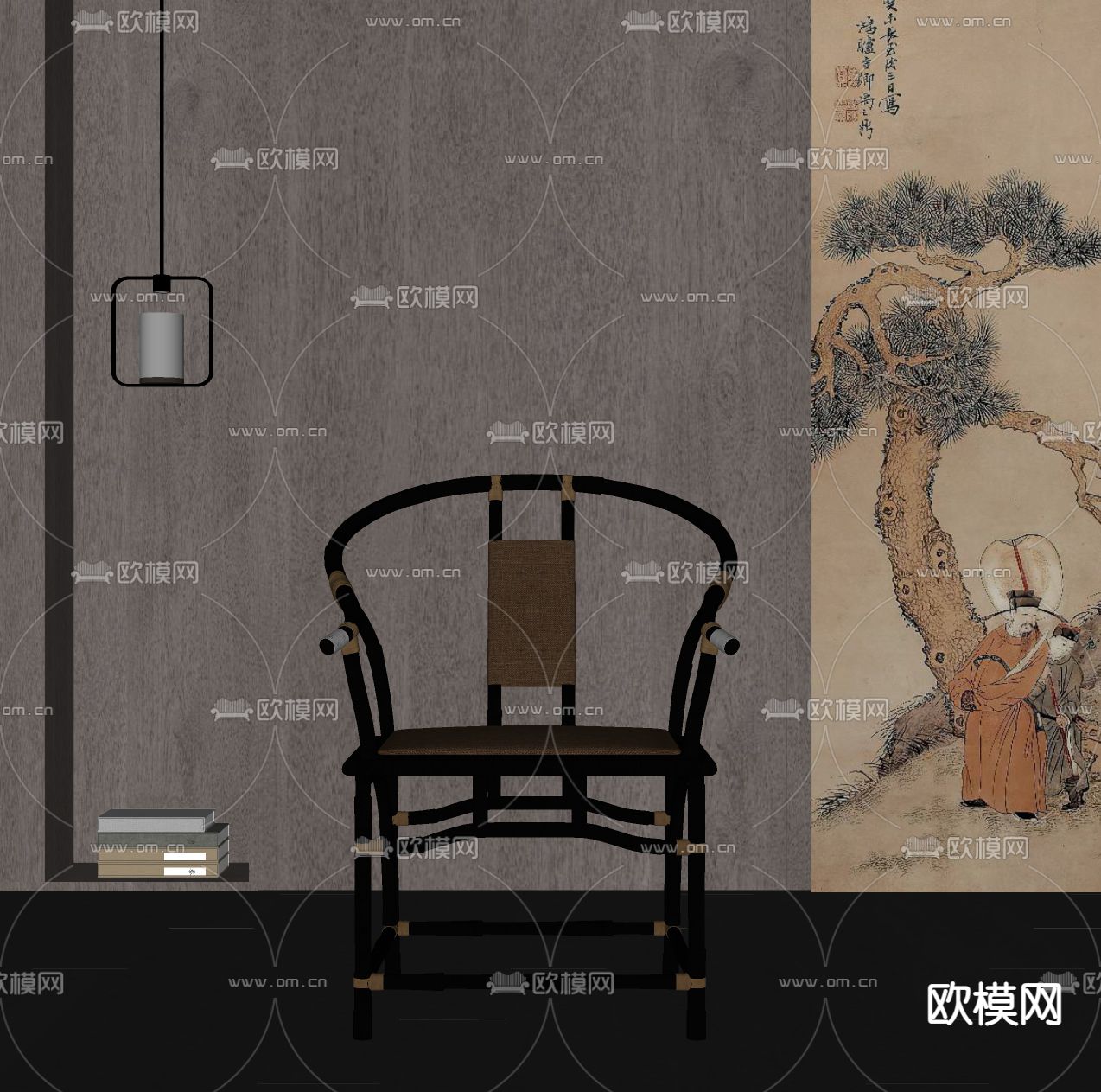 新中式休闲椅子 圈椅 太师椅su模型下载（渲染图2）