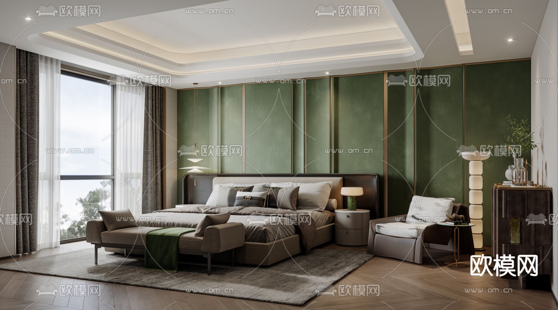 新古典卧室 主人房 主卧3d模型下载