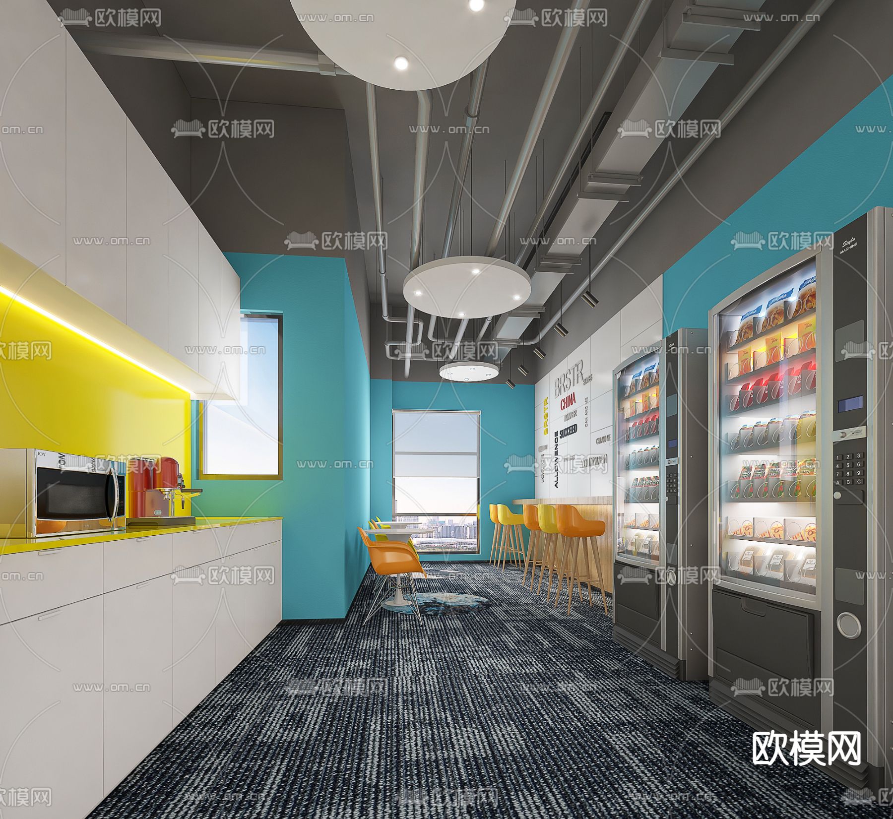 现代公司茶水间su模型下载（渲染图1）