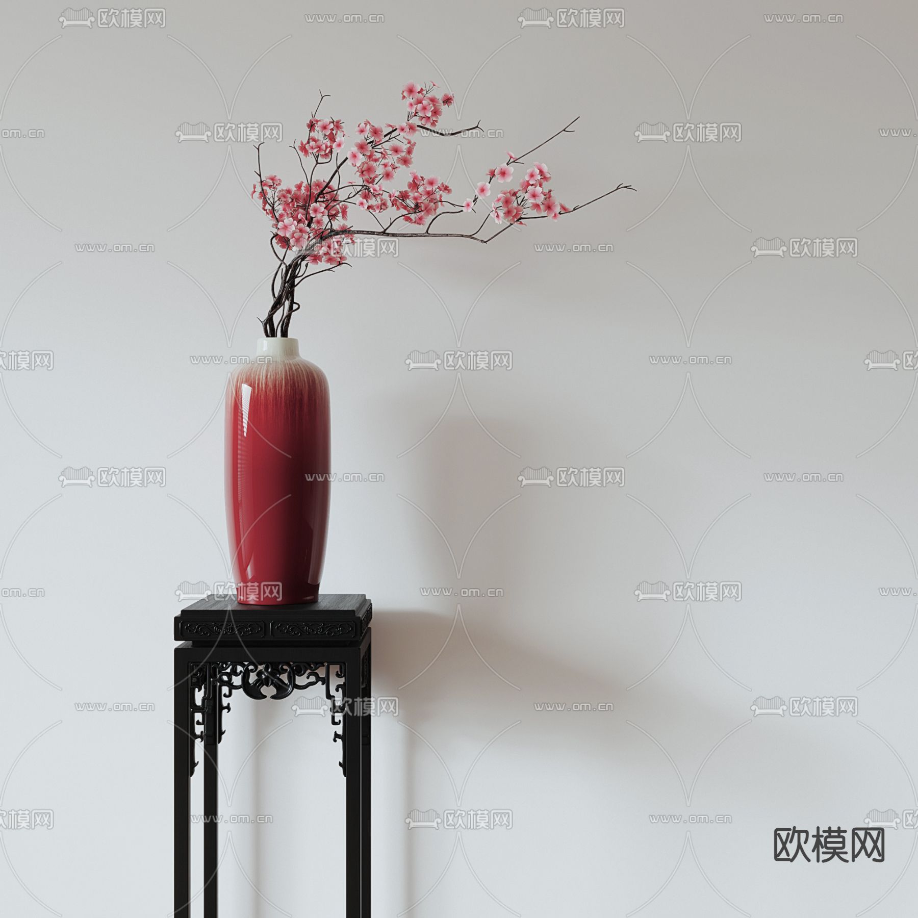 新中式花瓶花艺 插花3d模型下载