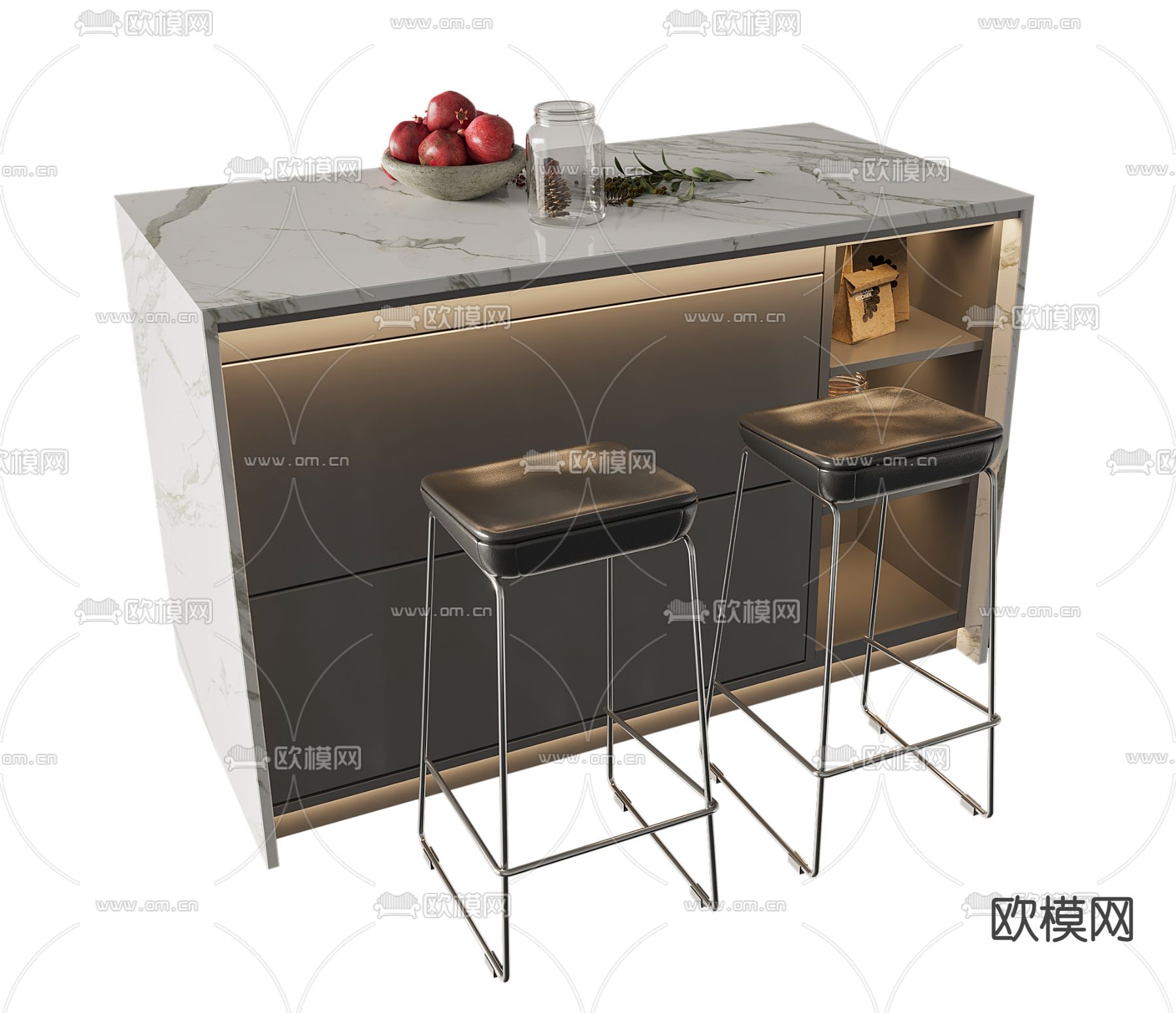 现代吧台椅子3d模型下载