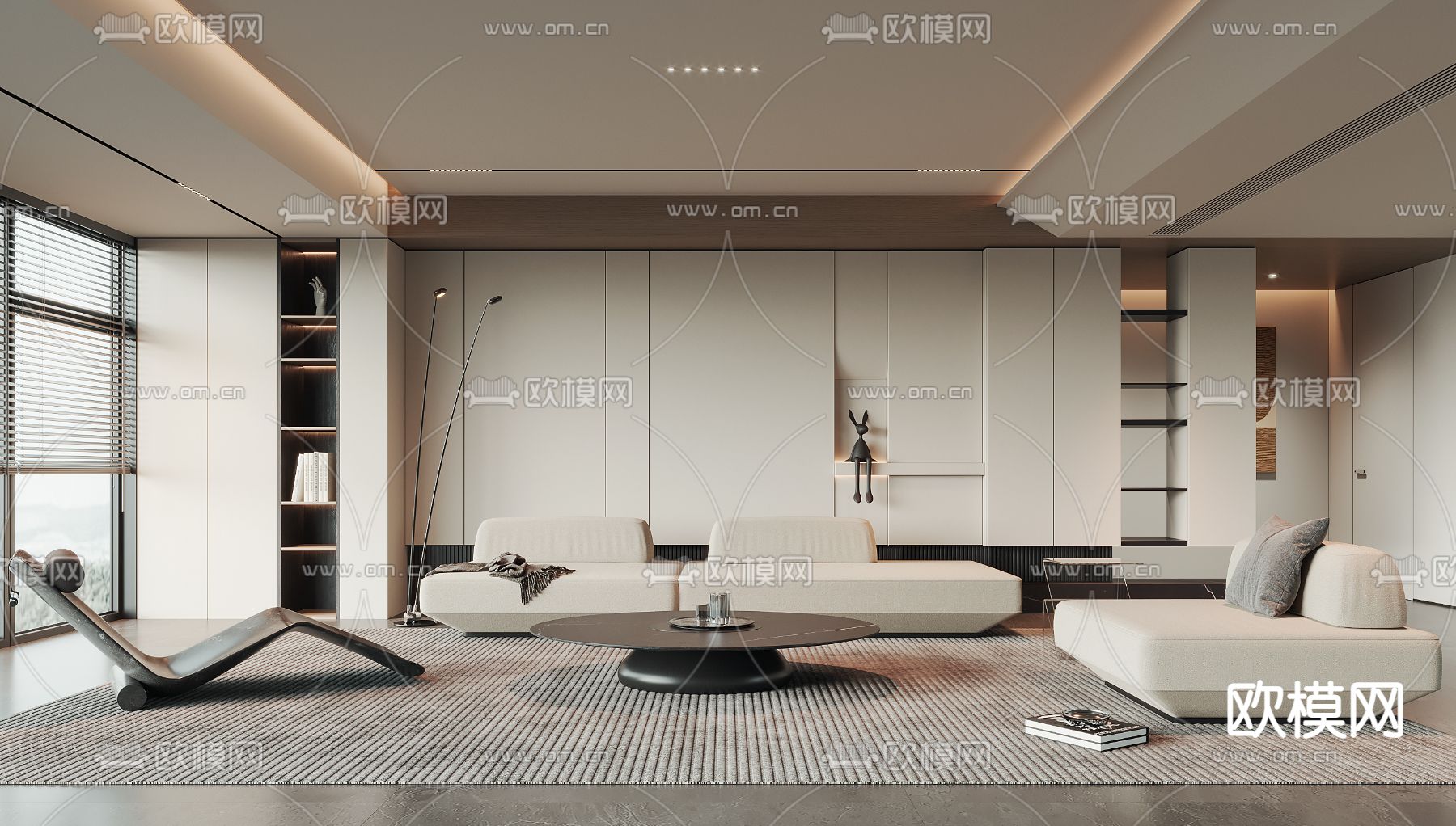 极简风客厅3d模型下载_ID14002171_3dmax免费模型-欧模网