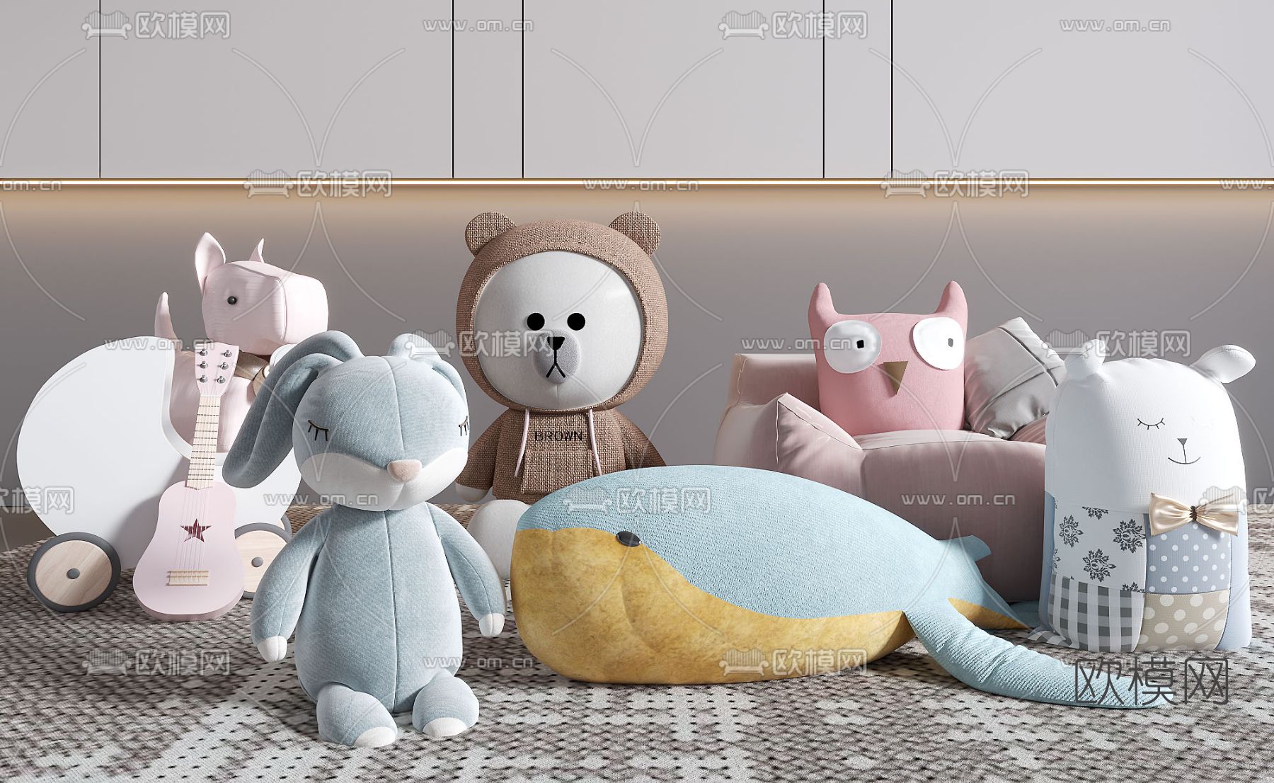 现代毛绒玩具3d模型下载