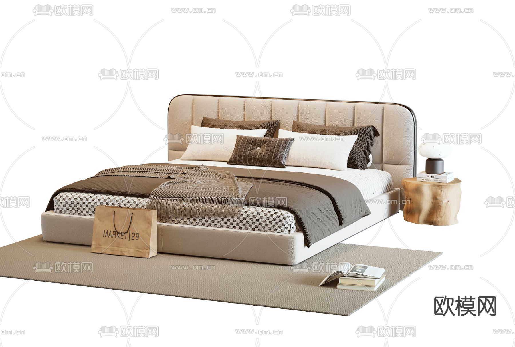 MISSANA 现代双人床3d模型下载