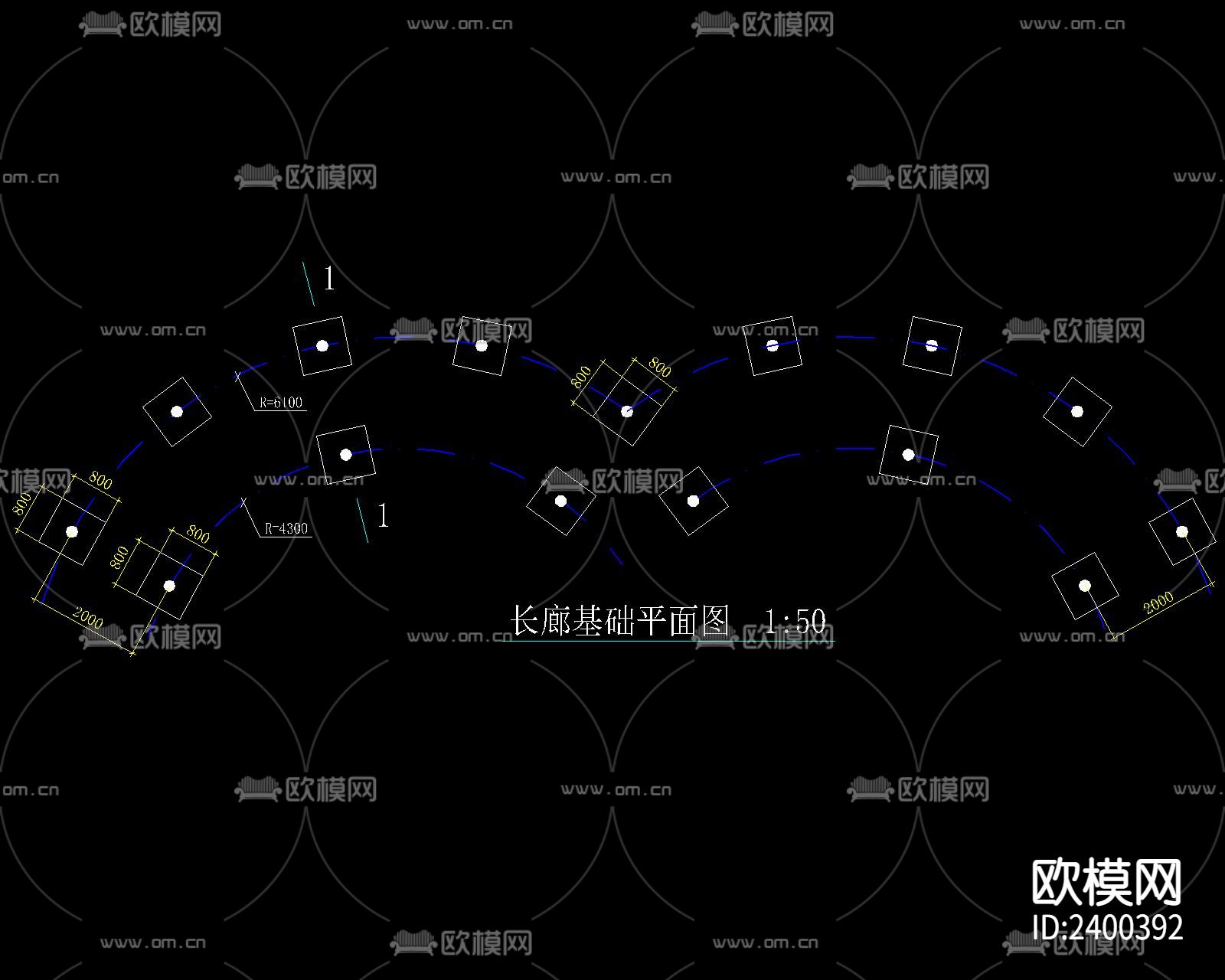现代钢构架双弧线花架花廊设计cad施工图下载（渲染图3）