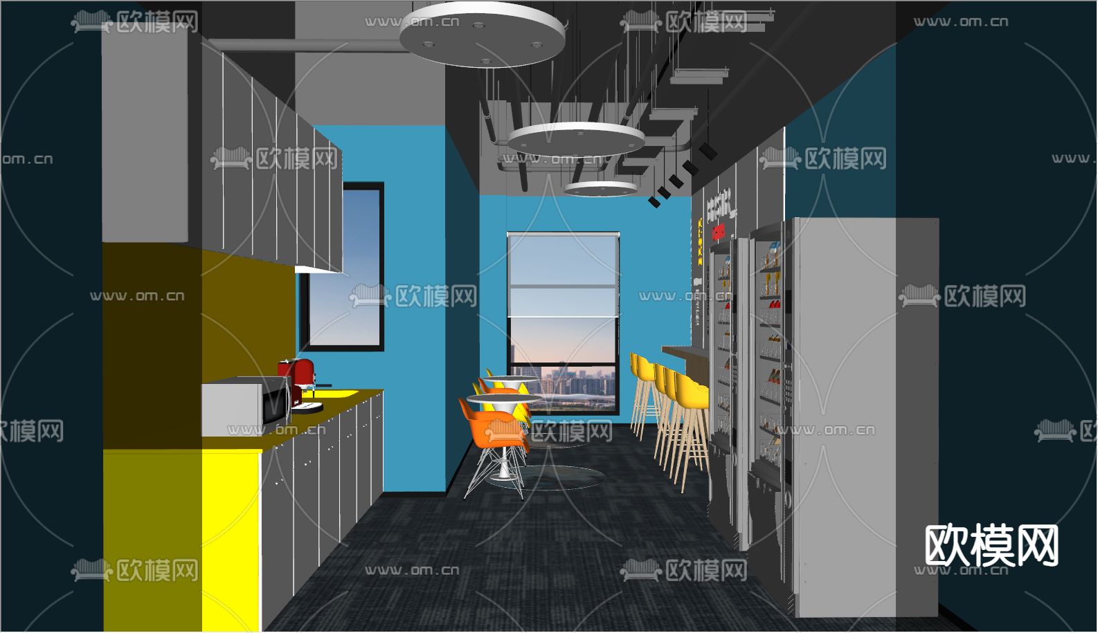 现代公司茶水间su模型下载（渲染图2）