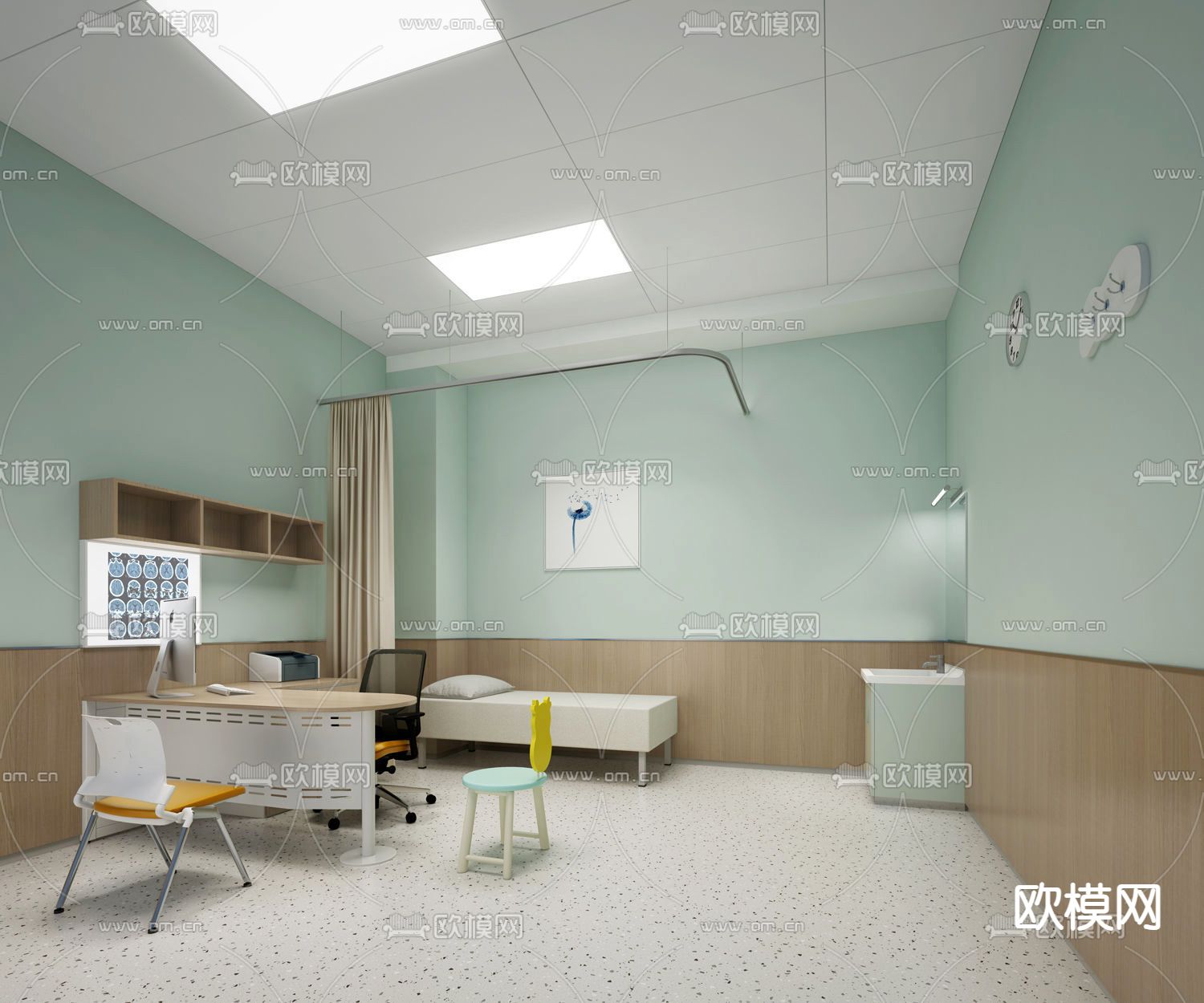 现代医院咨询室 诊疗室免费3d模型下载