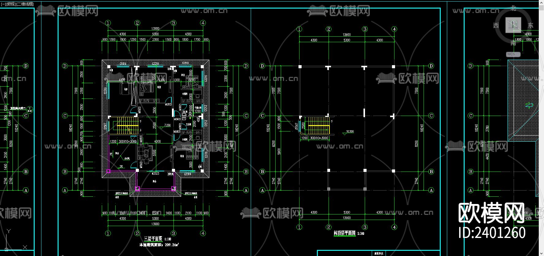 欧式别墅设计cad施工图下载（渲染图3）