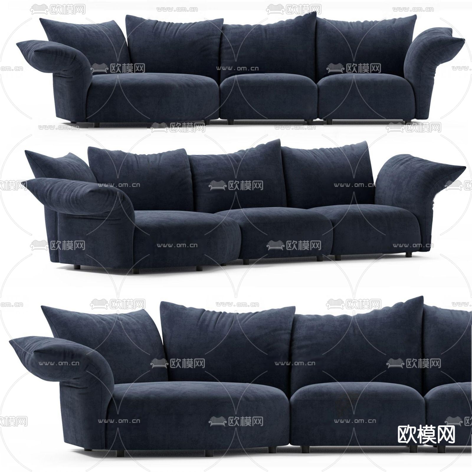 Edra 三人沙发su模型下载_ID12227288_sketchup模型下载-欧模网