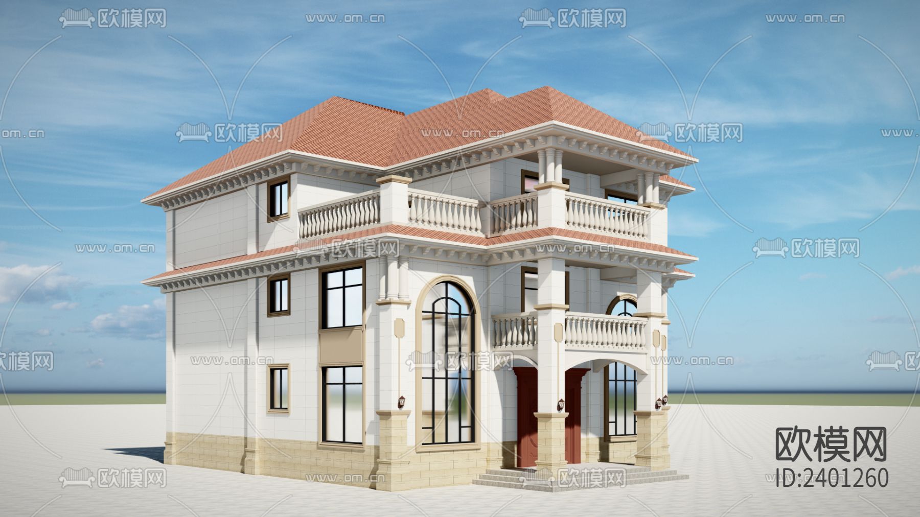 欧式别墅设计cad施工图下载（渲染图4）