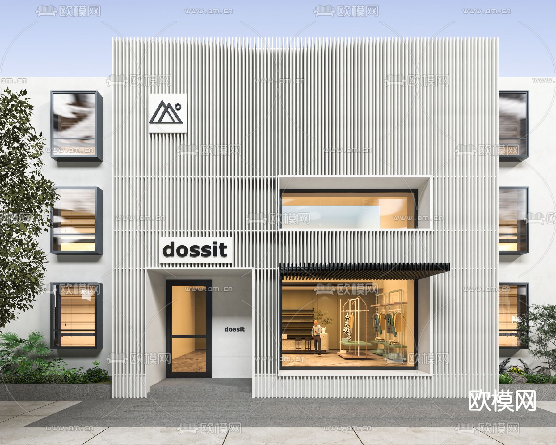 服装店门面门头 店招3d模型下载