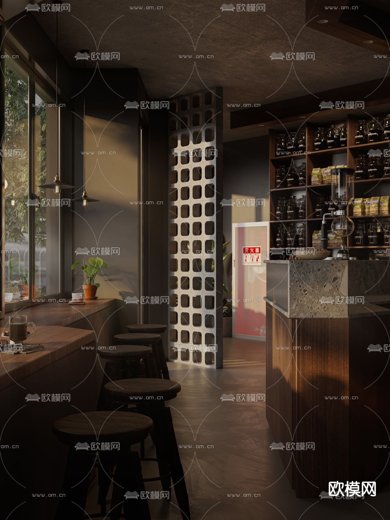 中古风咖啡厅 咖啡馆3d模型下载（渲染图2）