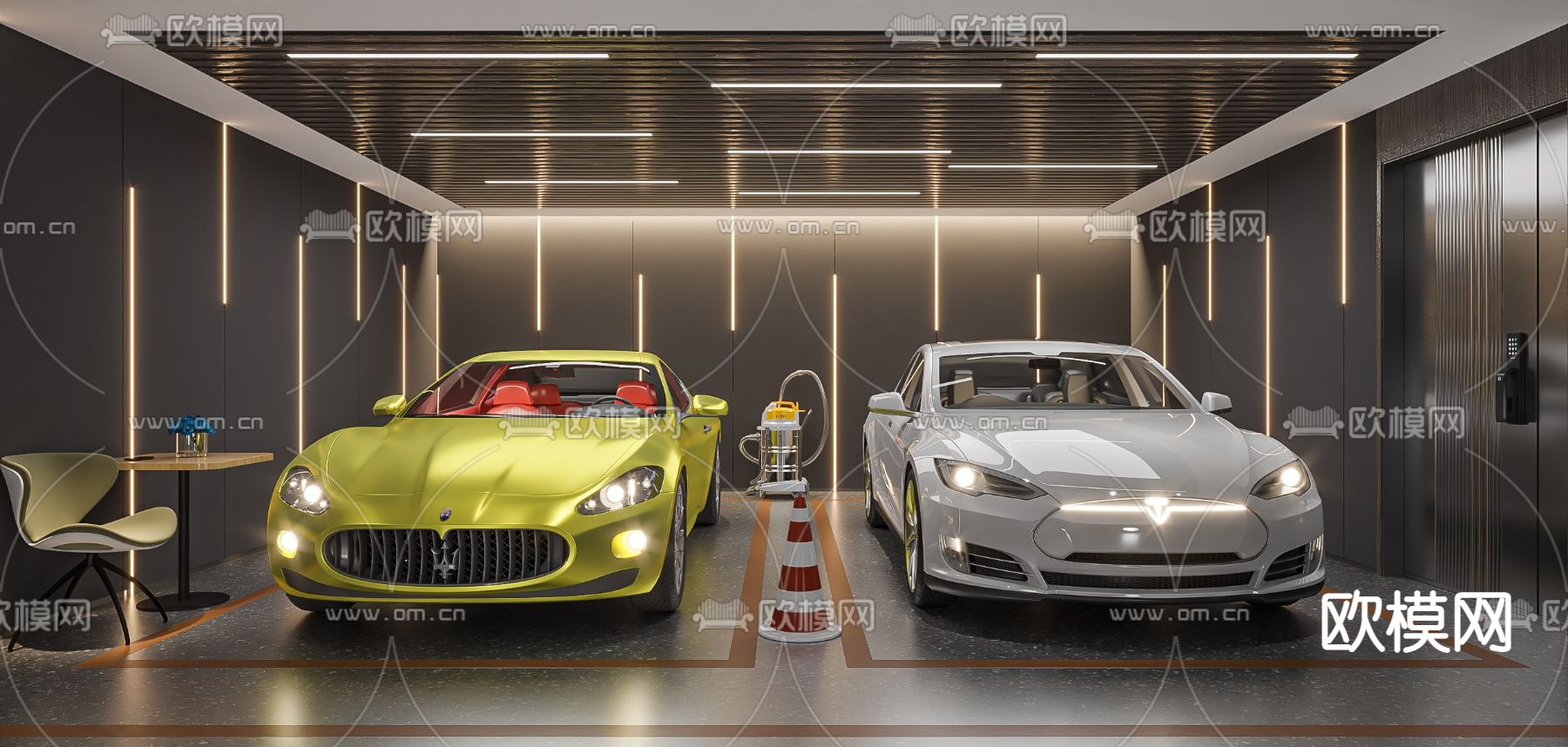 别墅地下车库 私家车库3d模型下载