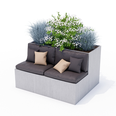  现代树池公共椅su模型 