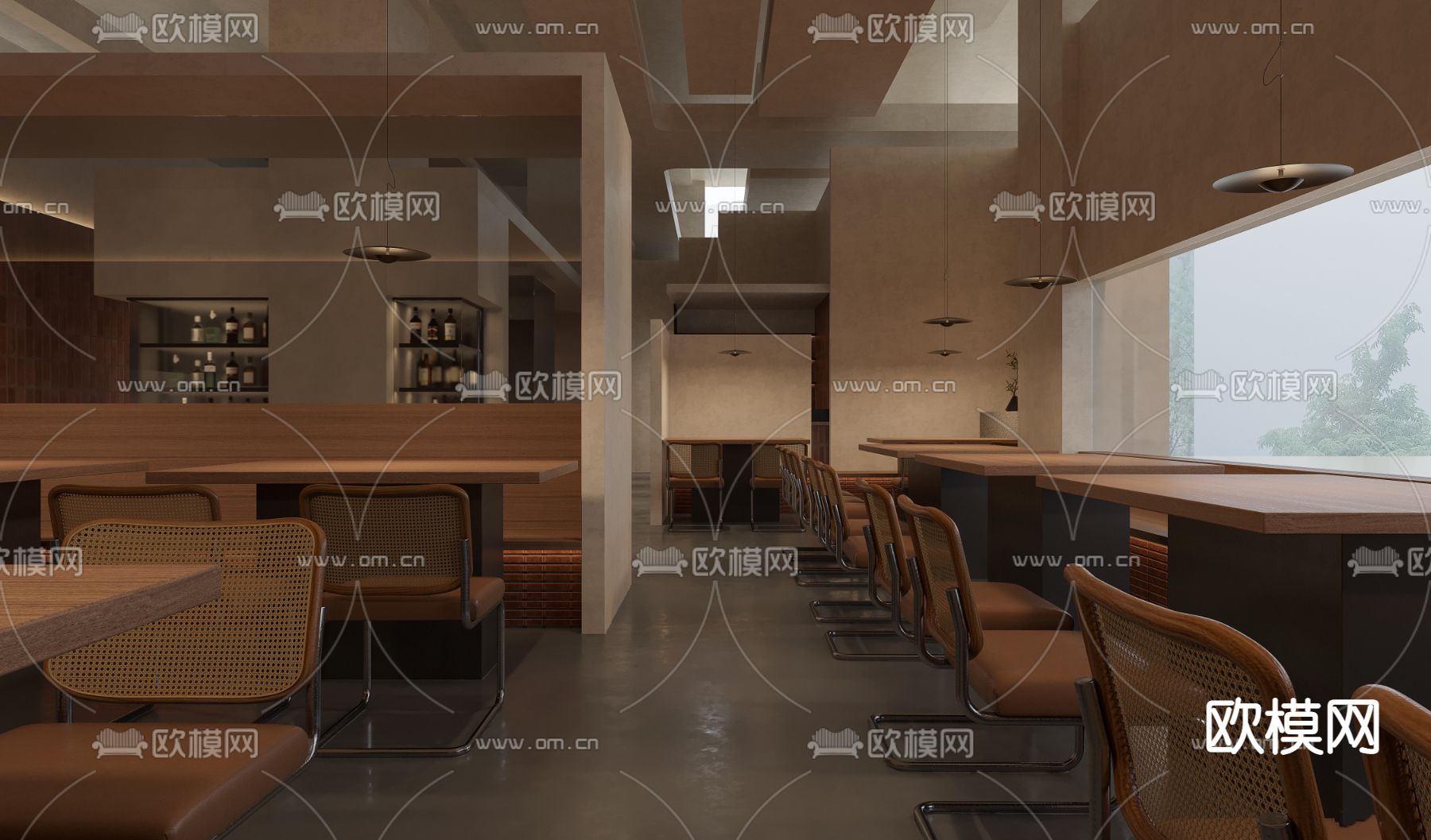 侘寂中餐厅3d模型下载（渲染图4）