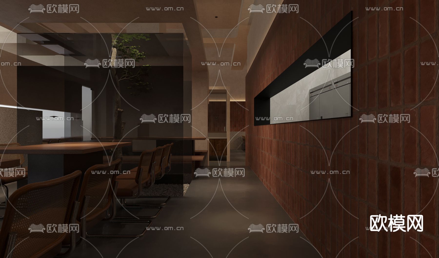 侘寂中餐厅3d模型下载（渲染图6）