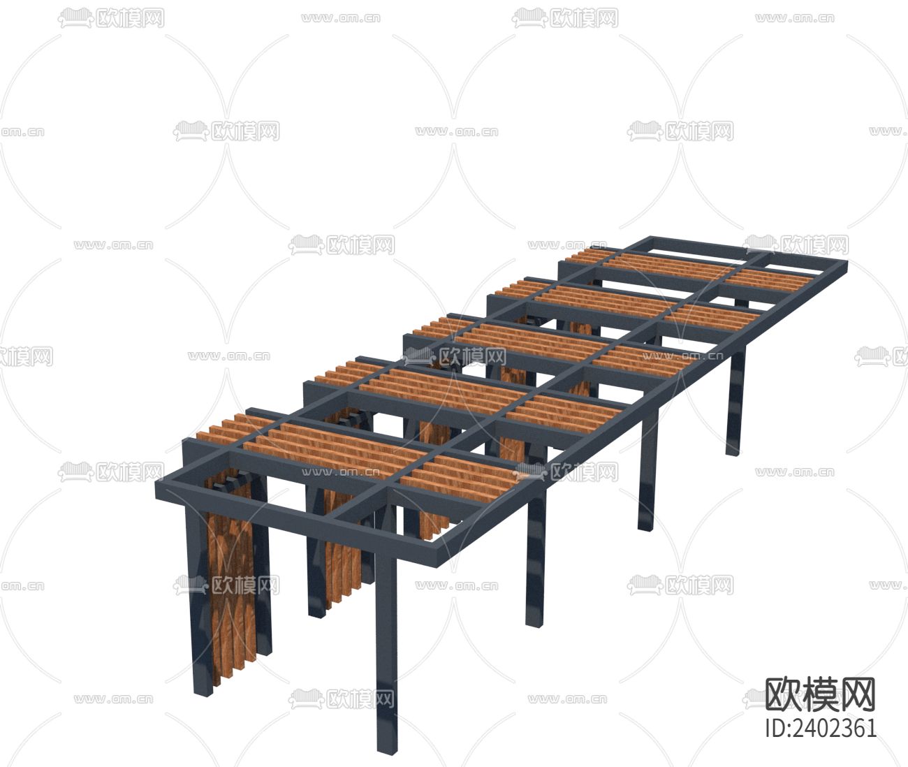 多功能廊架设计cad施工图下载（渲染图3）