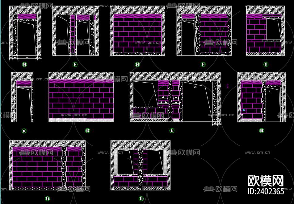 建筑砌砖设计cad施工图下载（渲染图9）