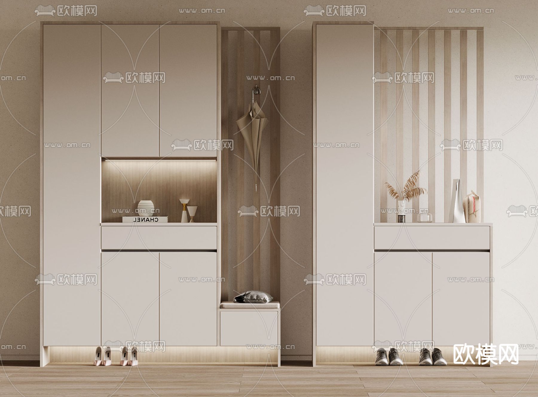 现代玄关隔断 鞋柜3d模型下载