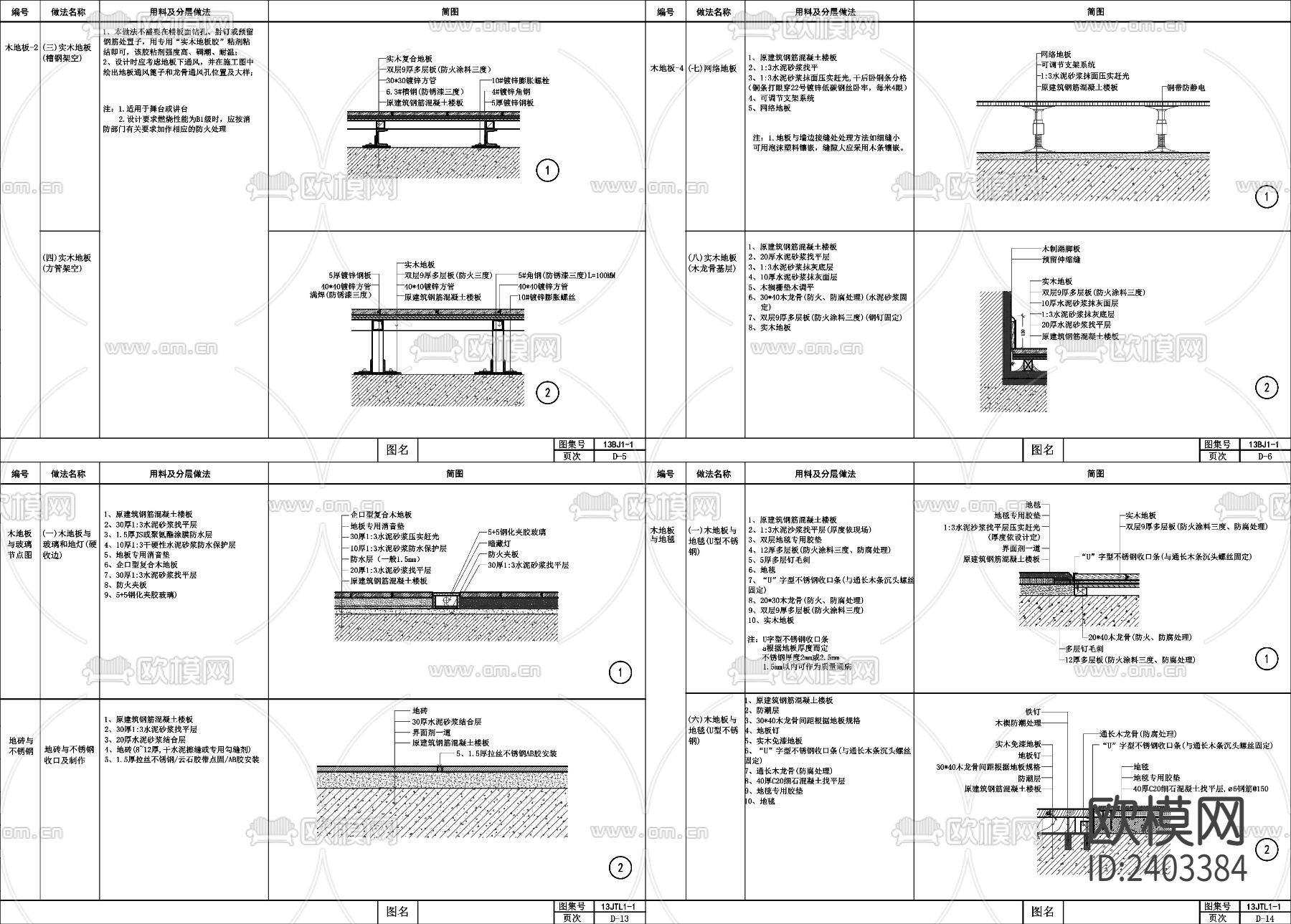 各种室内地面节点大样CAD图库下载（渲染图3）