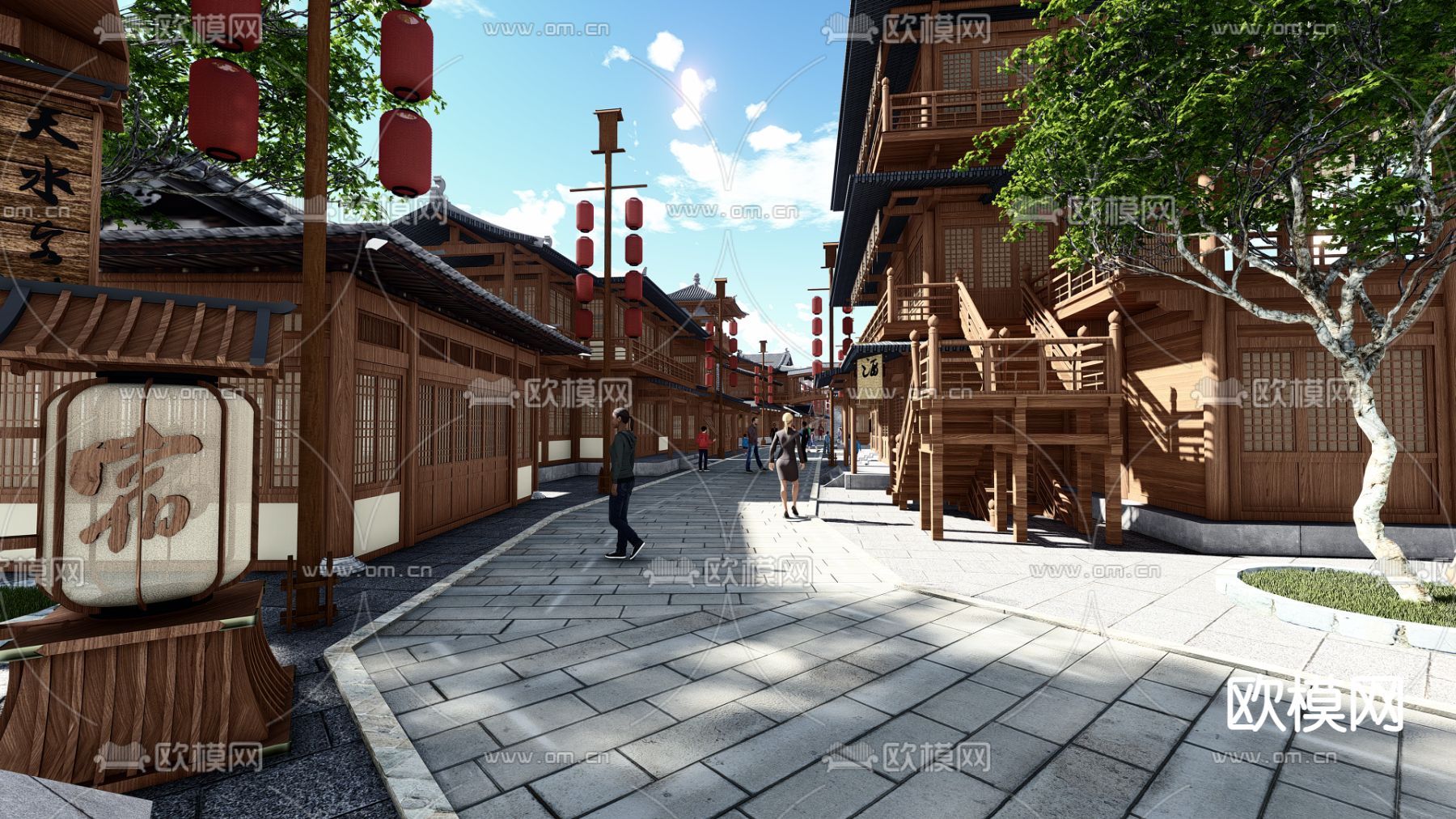 中式古建小镇su模型下载（渲染图3）