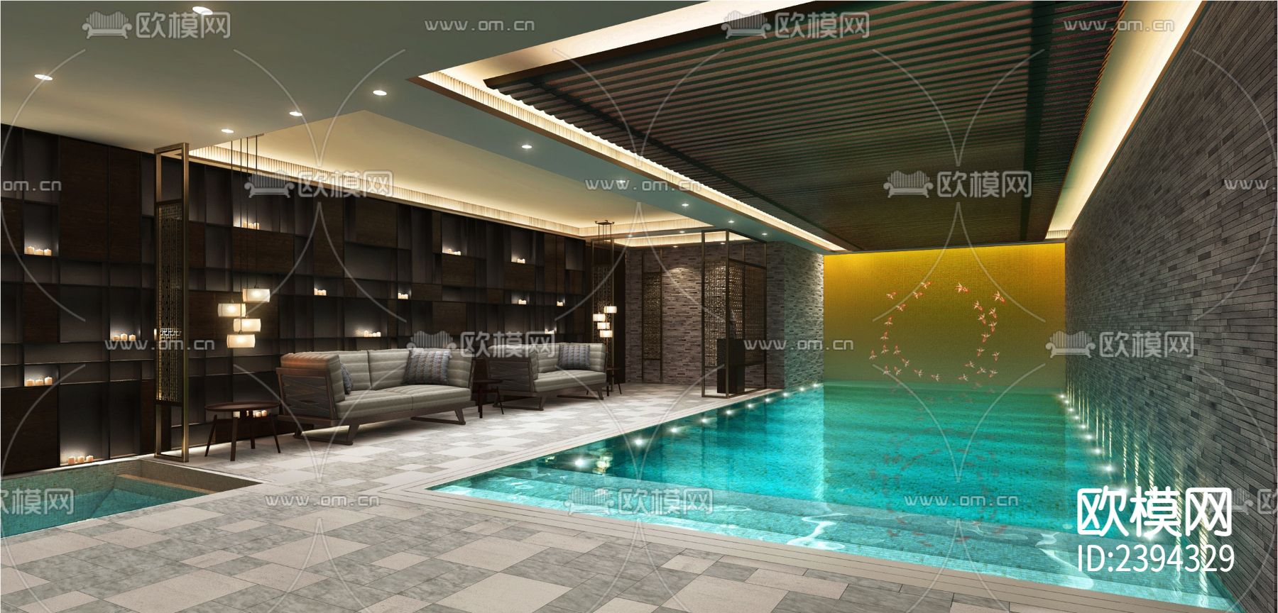 别墅样板间CAD施工图下载（渲染图9）