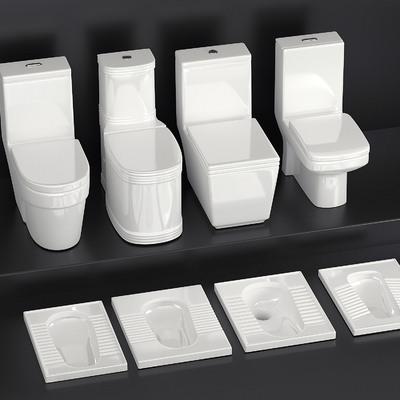  马桶 蹲便器 坐便器su模型 