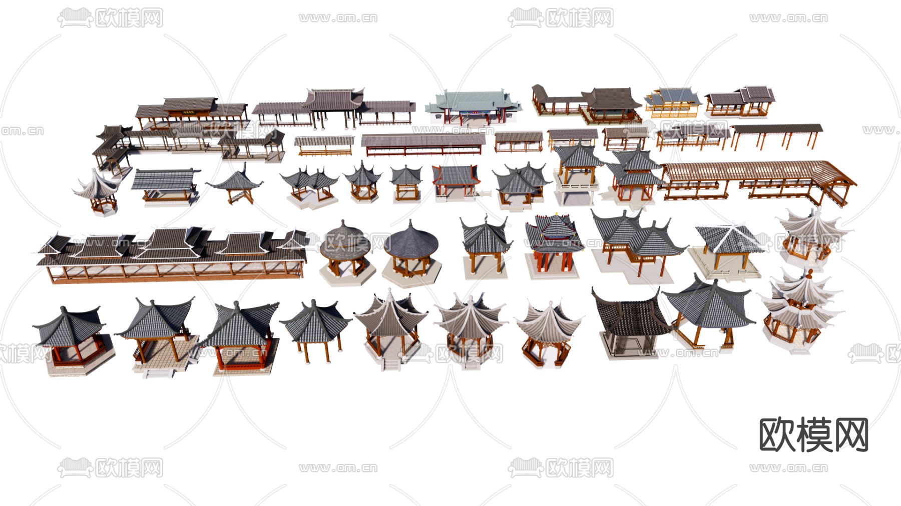 新中式凉亭 景观亭su模型