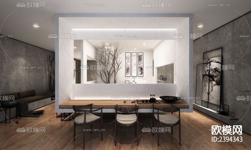 别墅样板间CAD施工图下载（渲染图4）