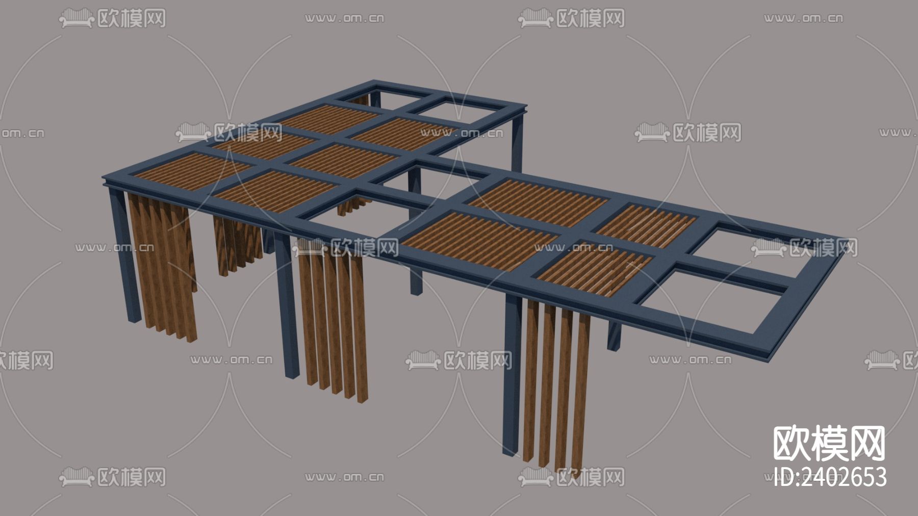 欧式廊架设计cad施工图下载（渲染图2）