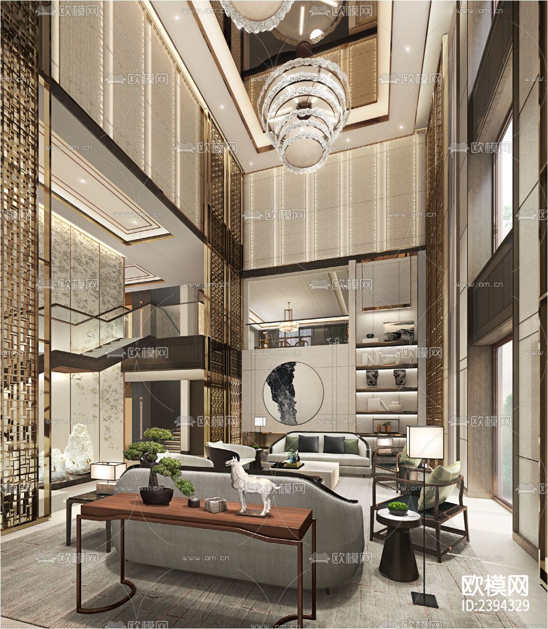 别墅样板间CAD施工图下载（渲染图4）