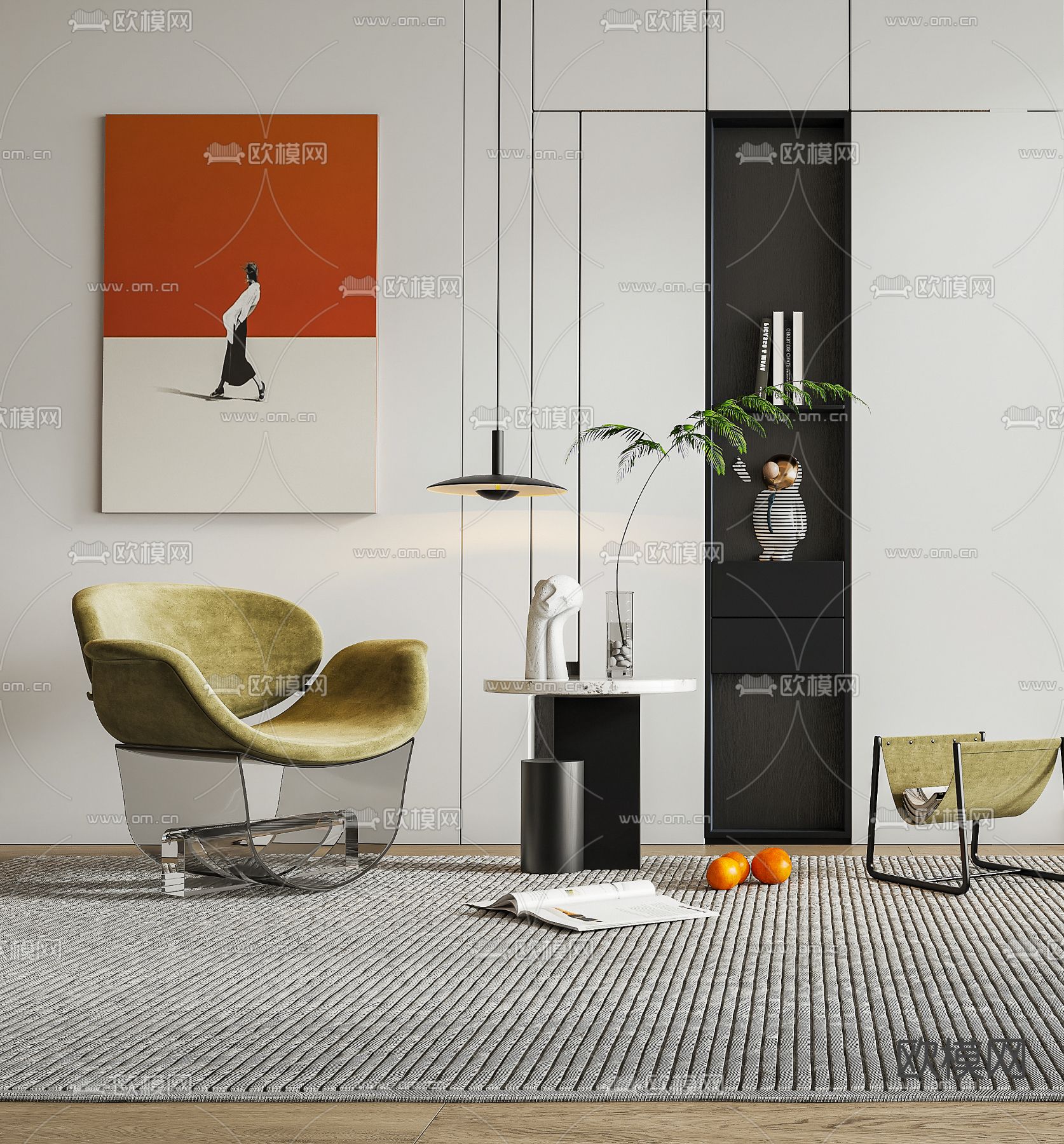 轻奢休闲椅3d模型下载（渲染图2）