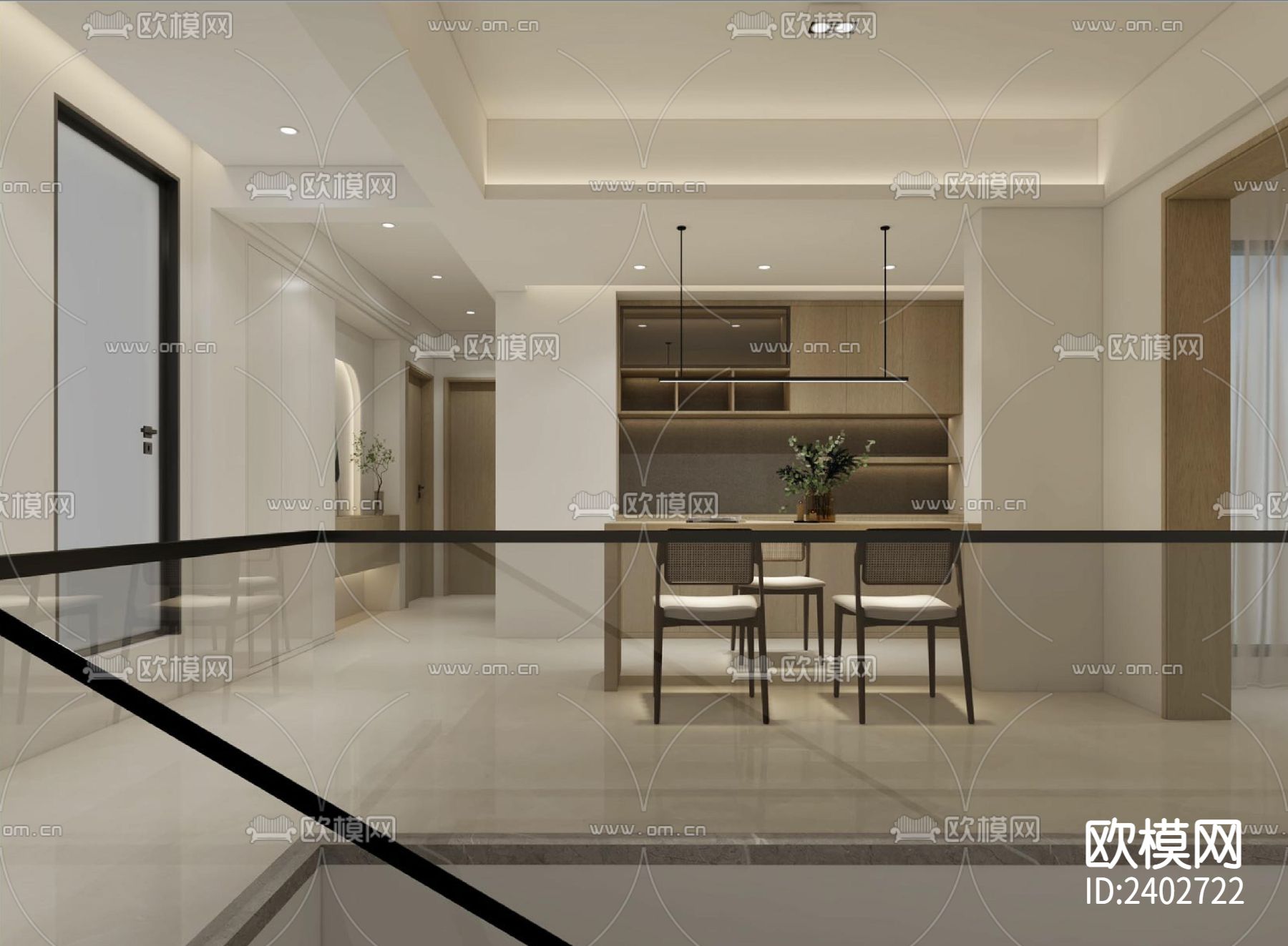 二层复式洋房设计cad施工图下载（渲染图7）