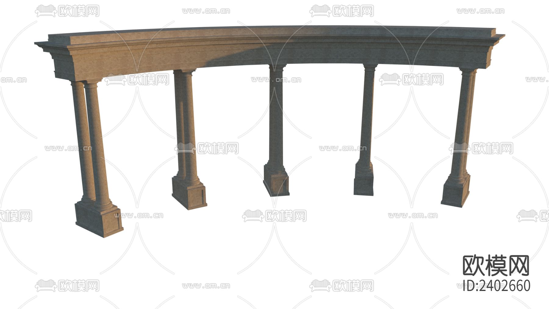 欧式廊架设计cad施工图下载（渲染图2）