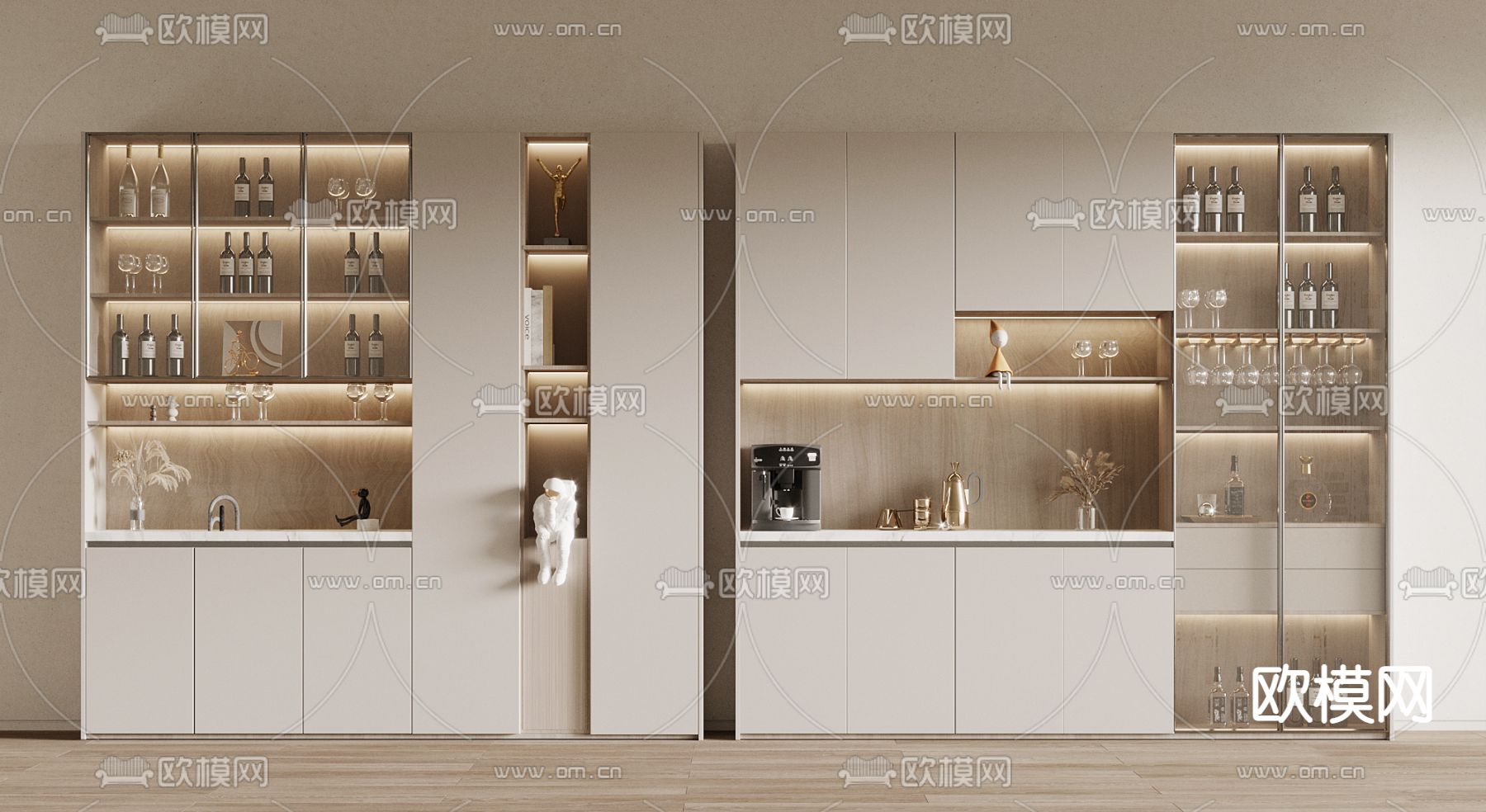 现代酒柜3d模型下载