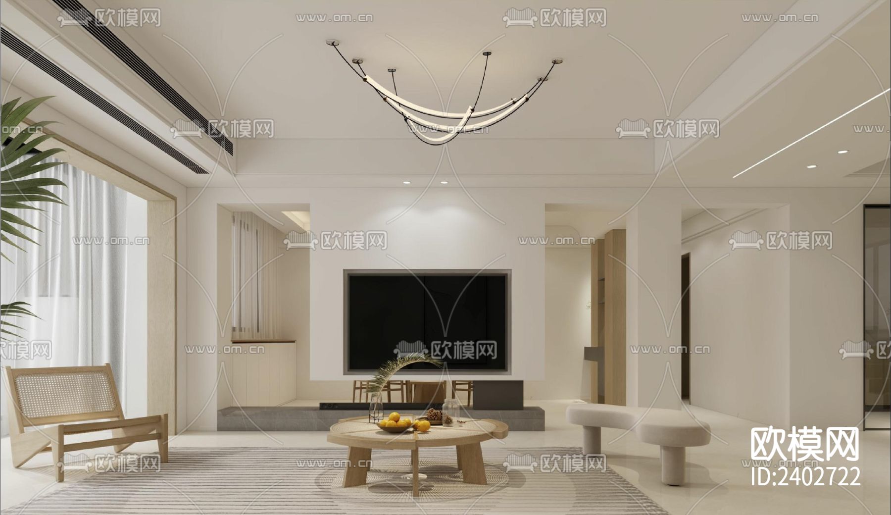 二层复式洋房设计cad施工图下载（渲染图4）