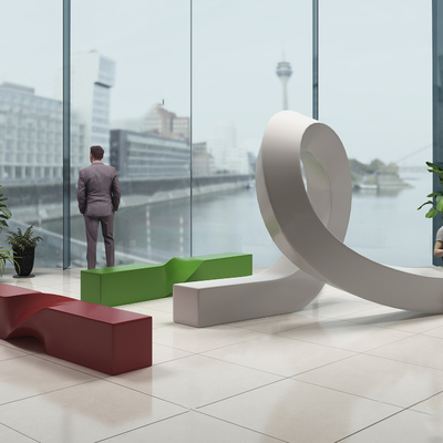  公共异形长条凳子su模型 