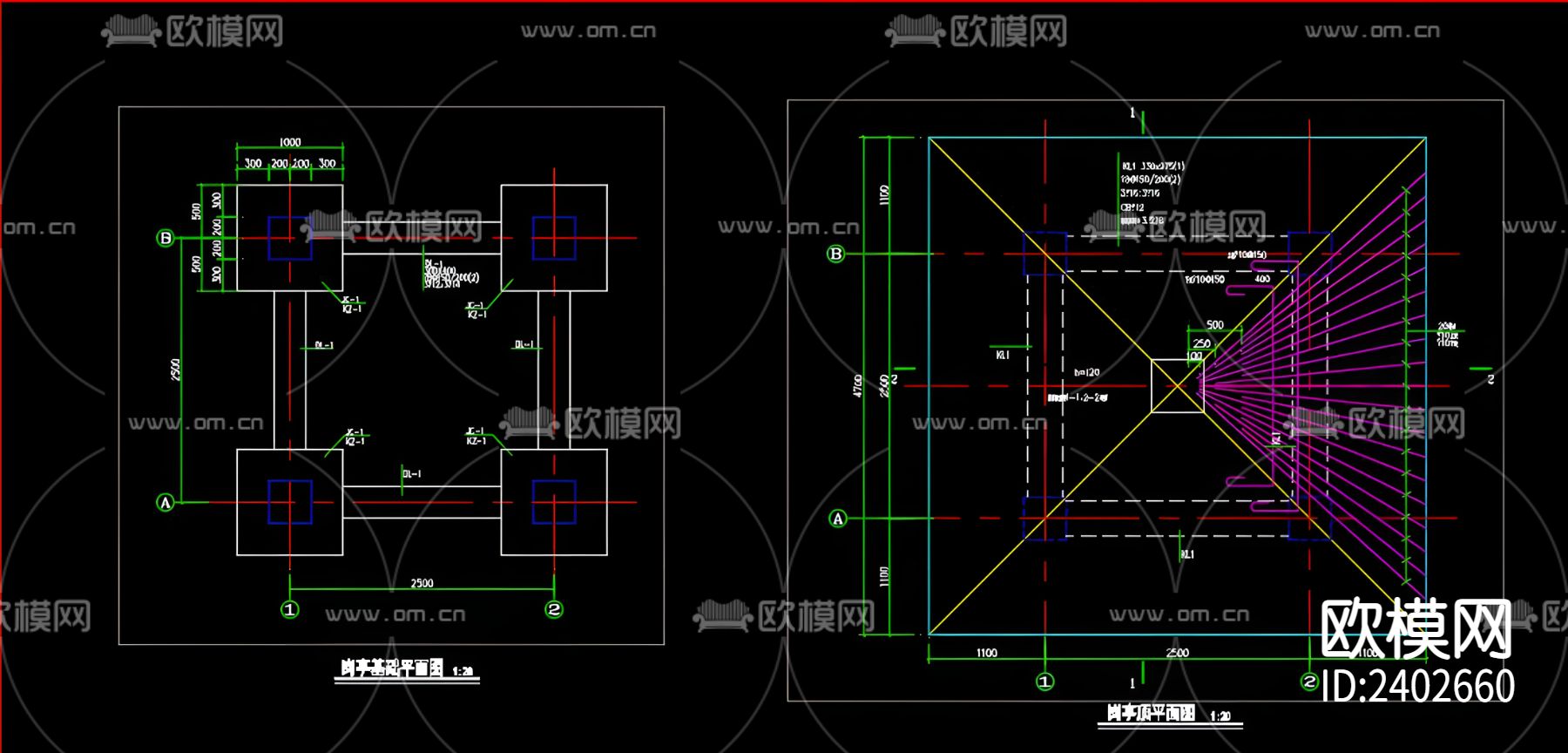 欧式廊架设计cad施工图下载（渲染图6）